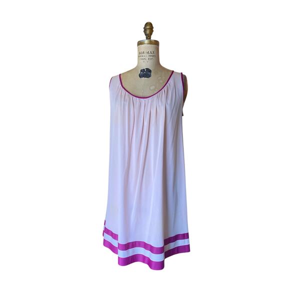 vintage 1960s pink and magenta striped nightgown 60s nightie medium mod lingerie - Picture 8 of 8